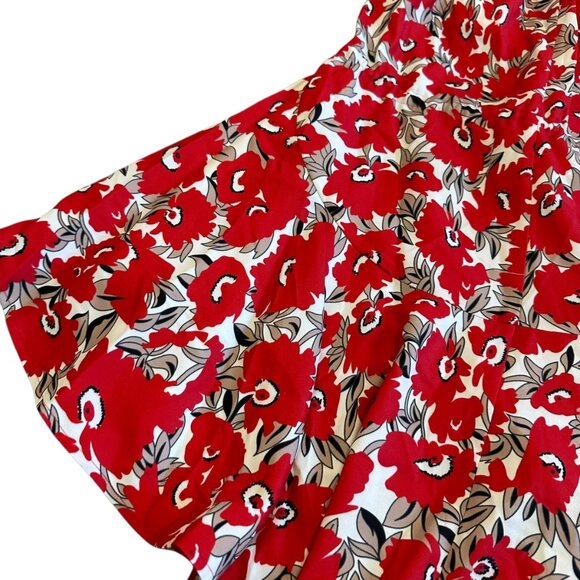 Grace Willow Floral Print Strapless Dress Mini Date Night Flowy Red White Sz 4 - Picture 10 of 13